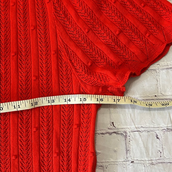 Sezane Women’s Davie Cardigan Top Red Size Large Organic Cotton Cottagecore Fem - Picture 9 of 10